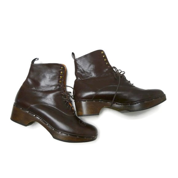 Robert Clergerie leather wooden sole boots